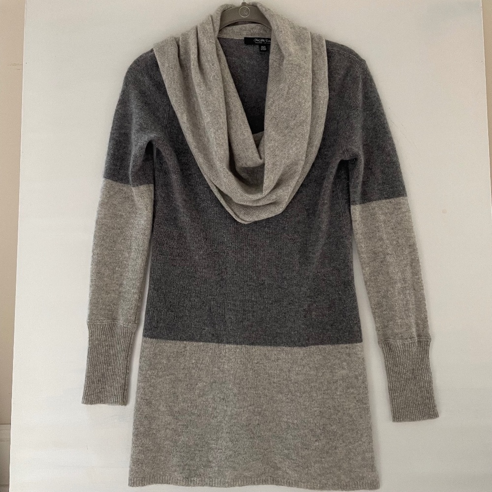 Saks Fifth Avenue 100% Cashmere Women GCowl Neck Tunic Sweater XS Soft Lagenlook